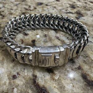 Buddha To Buddha 925 Sterling Silver Bracelet Men's - 8.5” (Heavy - 70.48 grams)